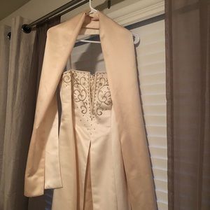 Niki Livas Prom Dress (cream with gold beading)